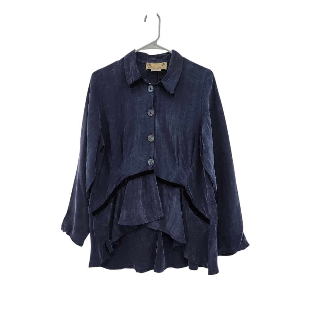 Kathy Kohberger Vintage Women's Asymmetrical Button Front Lagenlook Top- S